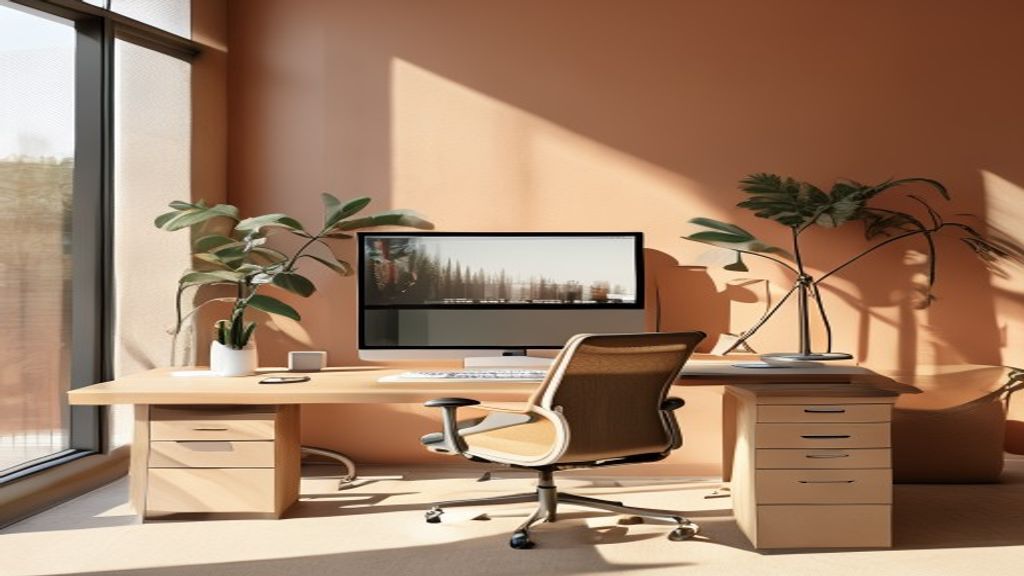 Ergonominen työpöytä oikealla valaistuksella ja kalustuksella